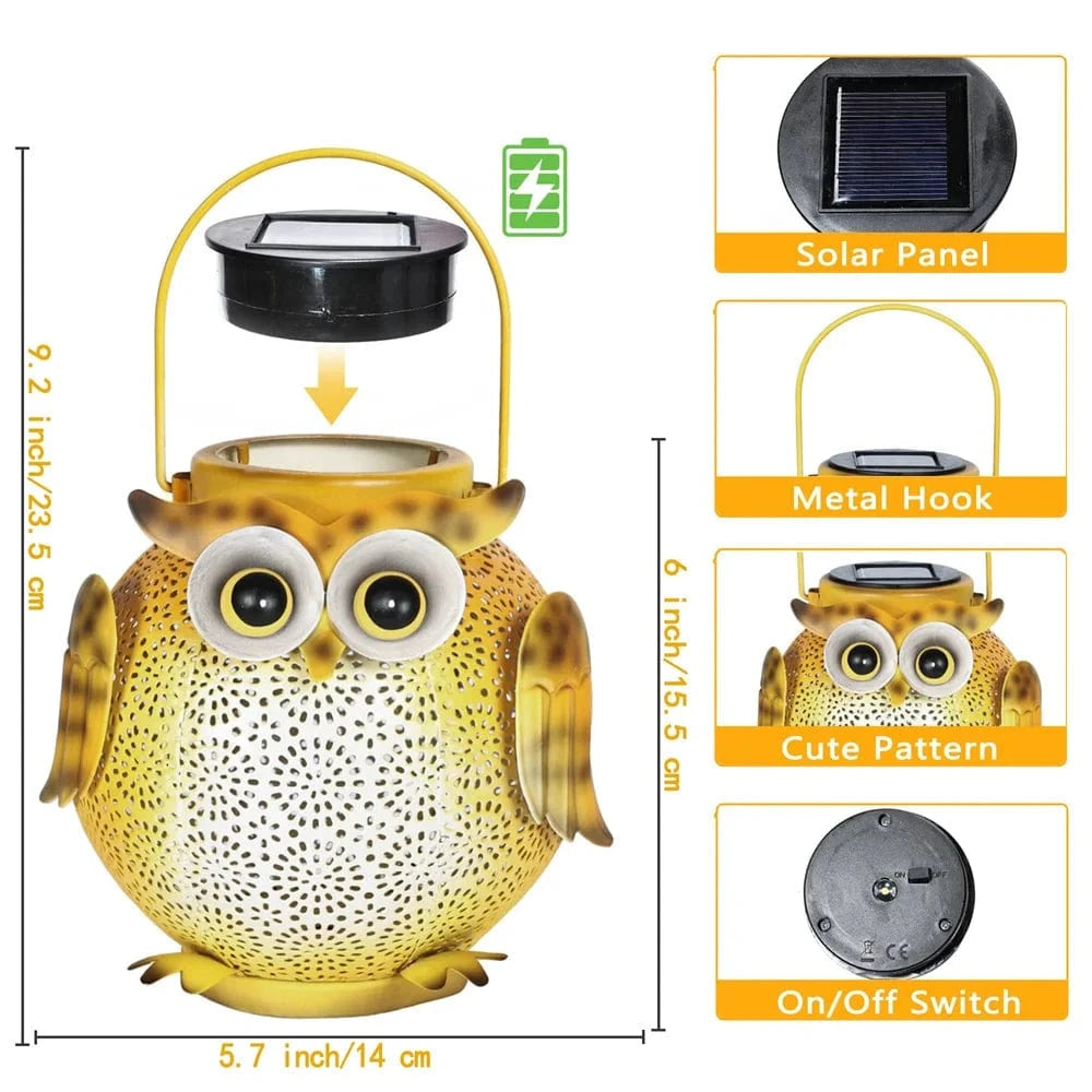 Verthara Owl Solar Garden Light - Hanging LED Lantern