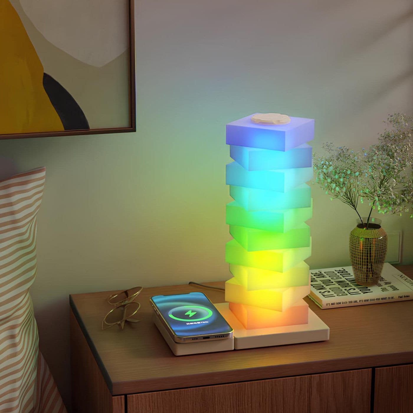 Verthara Pillar Table Lamps & Wireless Charger