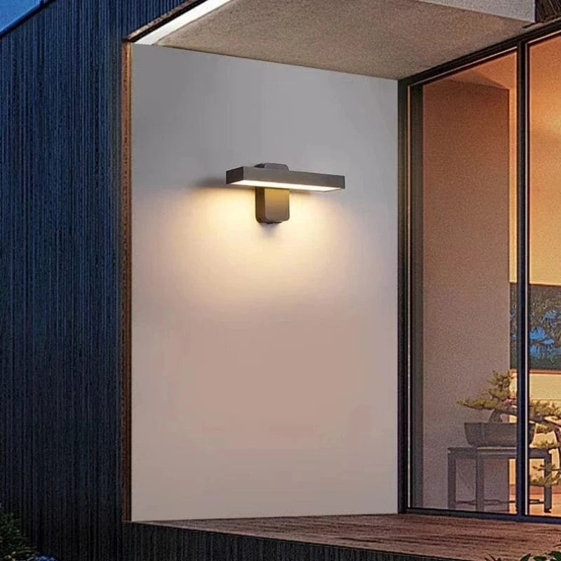Verthara PIR Motion Sensor Outdoor Wall Light - Rotatable Design - IP65 Waterproof - Warm White - Adjustable Length - Aluminium And Glass