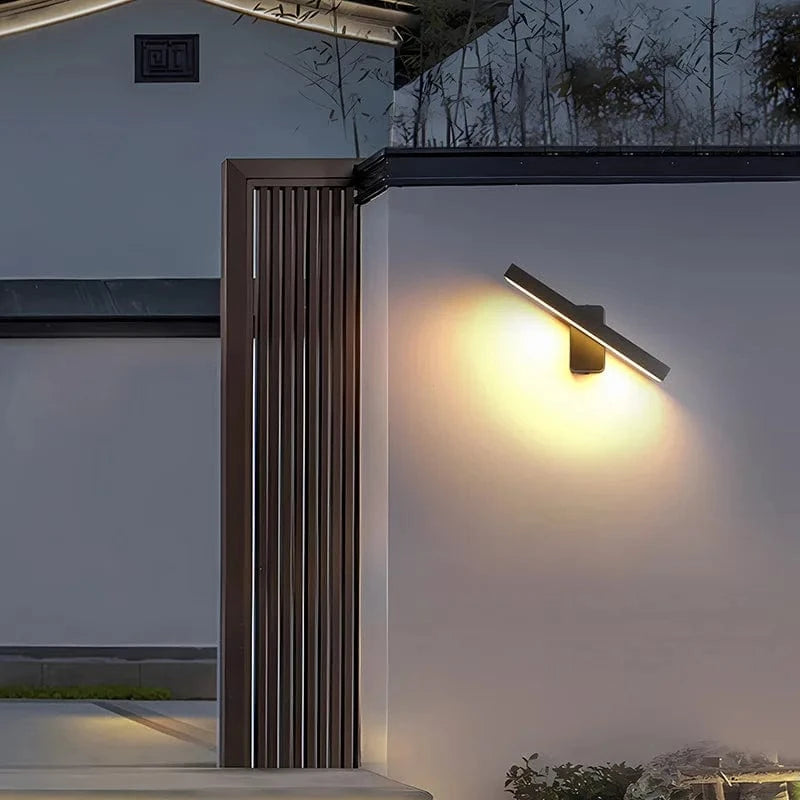 Verthara PIR Motion Sensor Outdoor Wall Light - Rotatable Design - IP65 Waterproof - Warm White - Adjustable Length - Aluminium And Glass