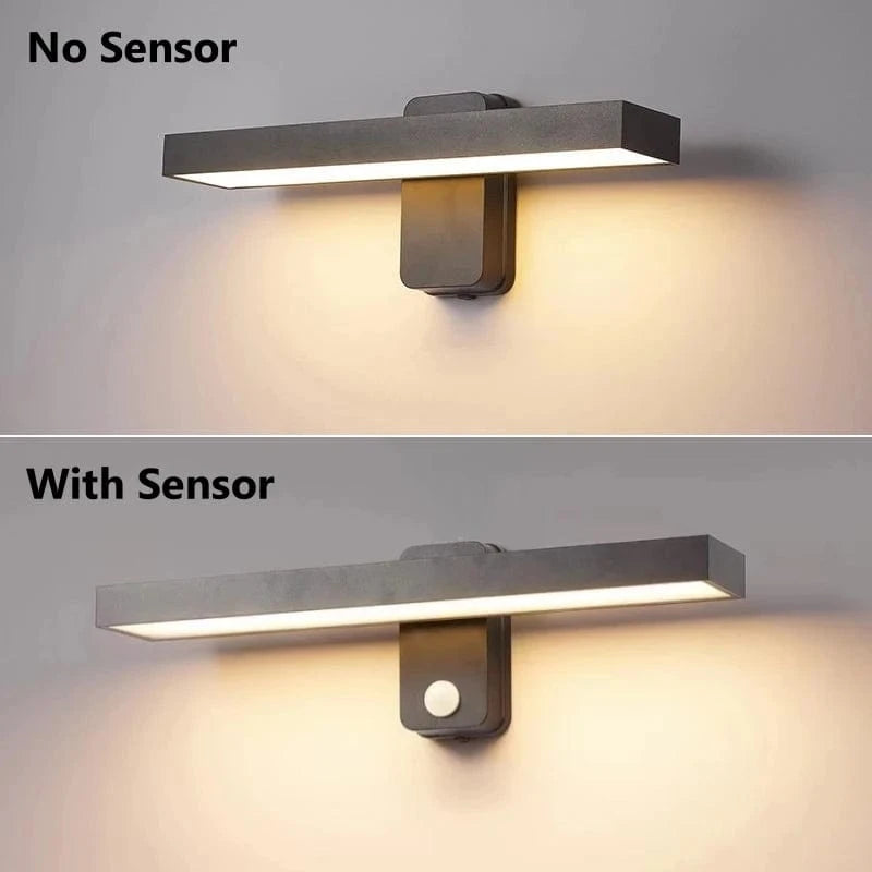 Verthara PIR Motion Sensor Outdoor Wall Light - Rotatable Design - IP65 Waterproof - Warm White - Adjustable Length - Aluminium And Glass
