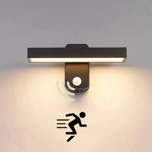 Verthara PIR Motion Sensor Outdoor Wall Light - Rotatable Design - IP65 Waterproof - Warm White - Adjustable Length - Aluminium And Glass