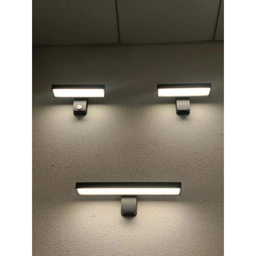 Verthara PIR Motion Sensor Outdoor Wall Light - Rotatable Design - IP65 Waterproof - Warm White - Adjustable Length - Aluminium And Glass