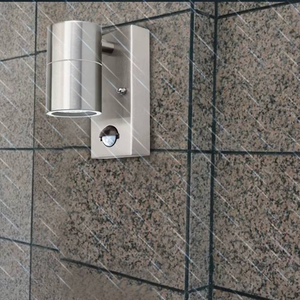 Verthara PIR Motion Sensor Outdoor Wall Light – Waterproof Stainless Steel LED Lantern with Replaceable GU10 Bulb for Enhanced Security