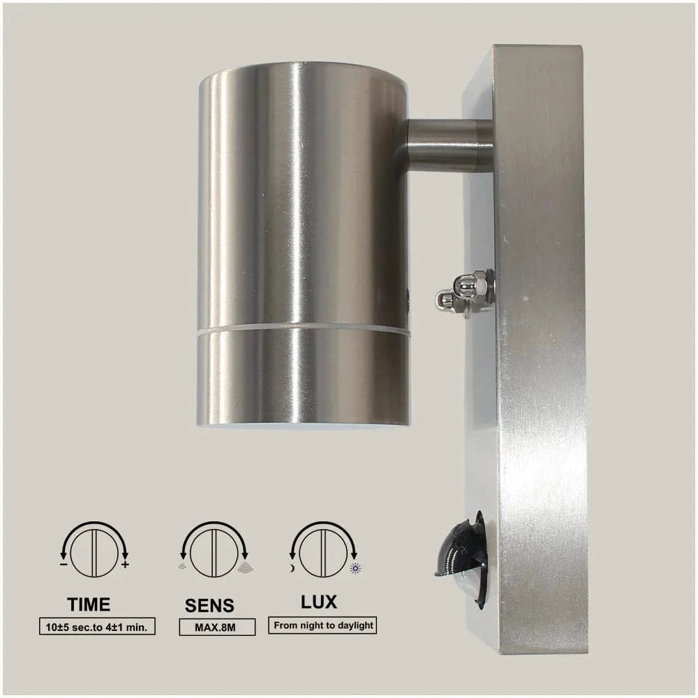 Verthara PIR Motion Sensor Outdoor Wall Light – Waterproof Stainless Steel LED Lantern with Replaceable GU10 Bulb for Enhanced Security