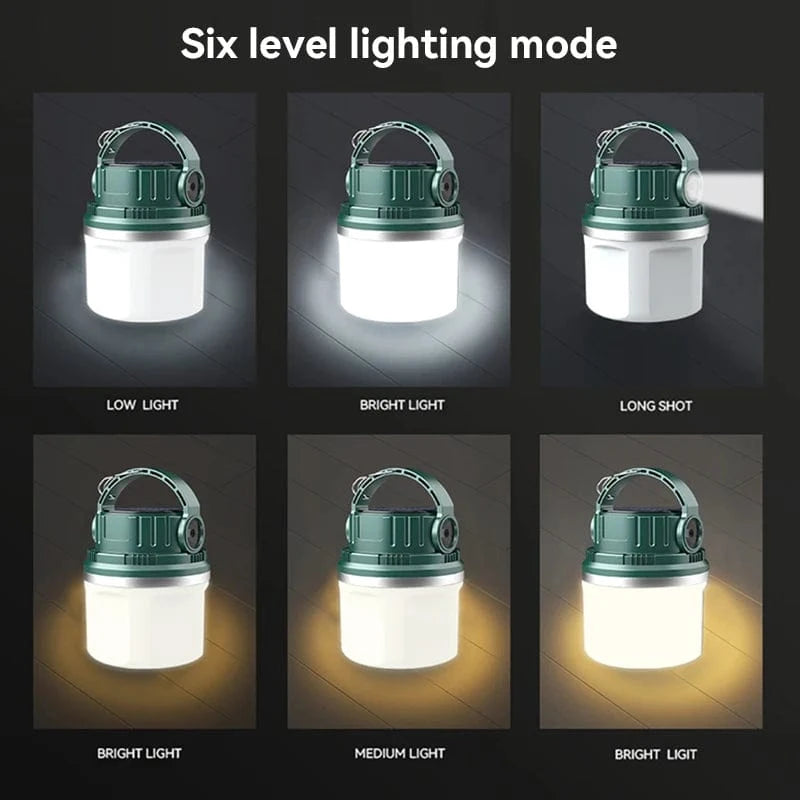 Verthara Portable LED Camping Lantern - Solar Rechargeable - Waterproof - Compact Design - Ideal For Outdoor Adventures - Emergency Use