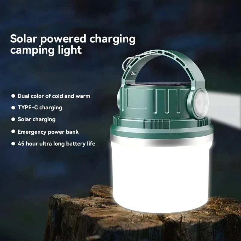Verthara Portable LED Camping Lantern - Solar Rechargeable - Waterproof - Compact Design - Ideal For Outdoor Adventures - Emergency Use