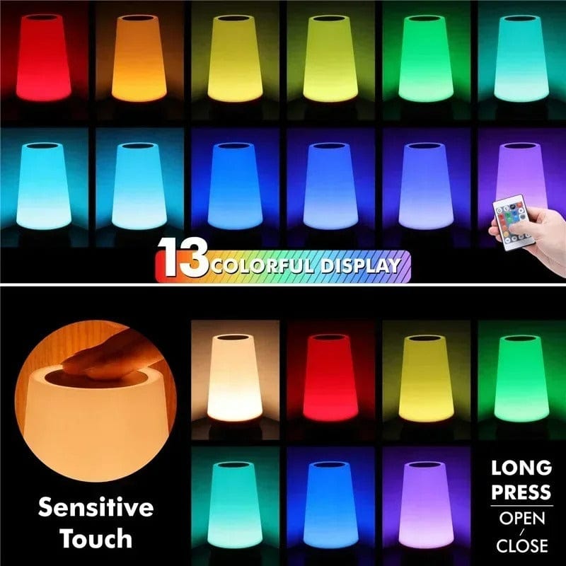 Verthara Portable RGB Touch Lamp - USB Rechargeable Bedside Light