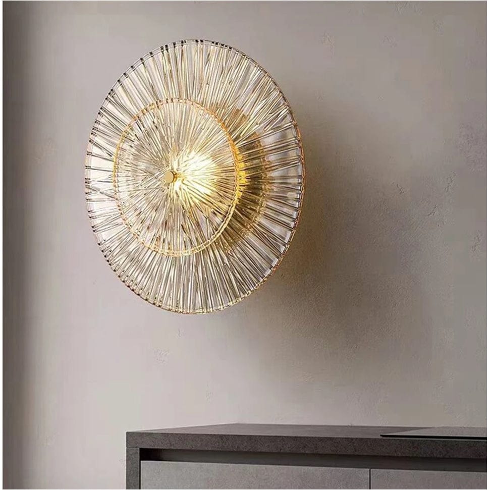 Verthara Postmodern Glass Wall Sconce Lighting for Living Room and Aisle – Elegant Wall Lamp Fixture Warm White 3000K / clear brown glass