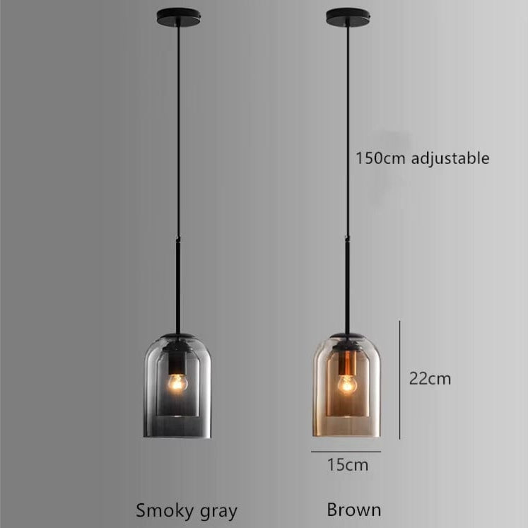 Verthara Postmodern Pendant Light – Double Glass Shade – Modern Design - Ideal For Kitchen - Dining Room - Bedroom - LED Compatible