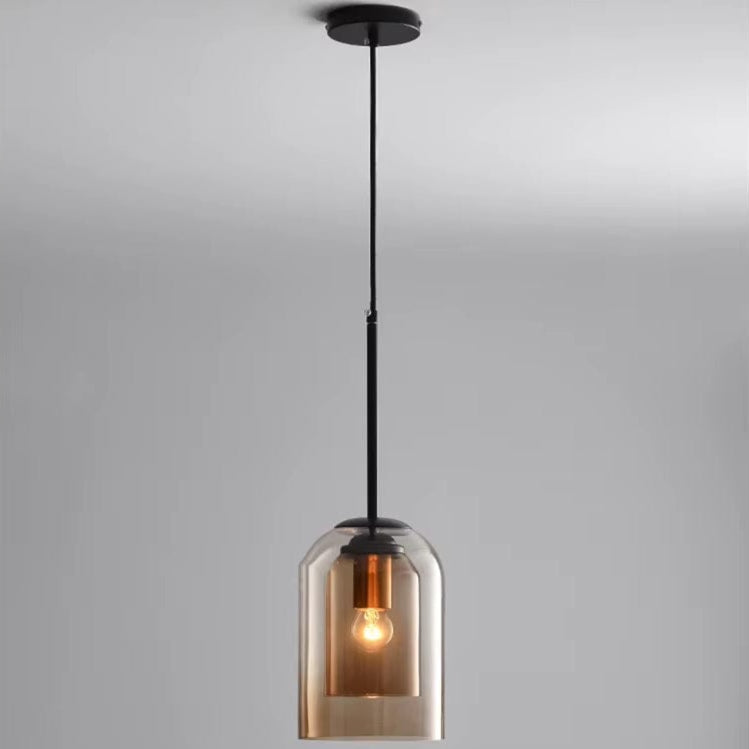 Verthara Postmodern Pendant Light – Double Glass Shade – Modern Design - Ideal For Kitchen - Dining Room - Bedroom - LED Compatible Brown