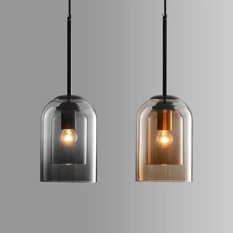Verthara Postmodern Pendant Light – Double Glass Shade – Modern Design - Ideal For Kitchen - Dining Room - Bedroom - LED Compatible