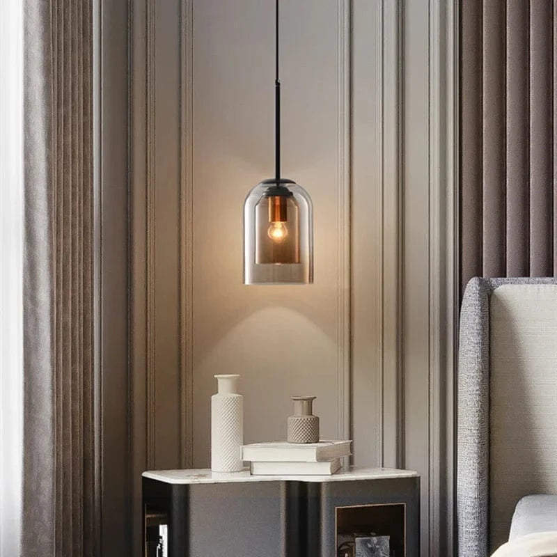 Verthara Postmodern Pendant Light – Double Glass Shade – Modern Design - Ideal For Kitchen - Dining Room - Bedroom - LED Compatible
