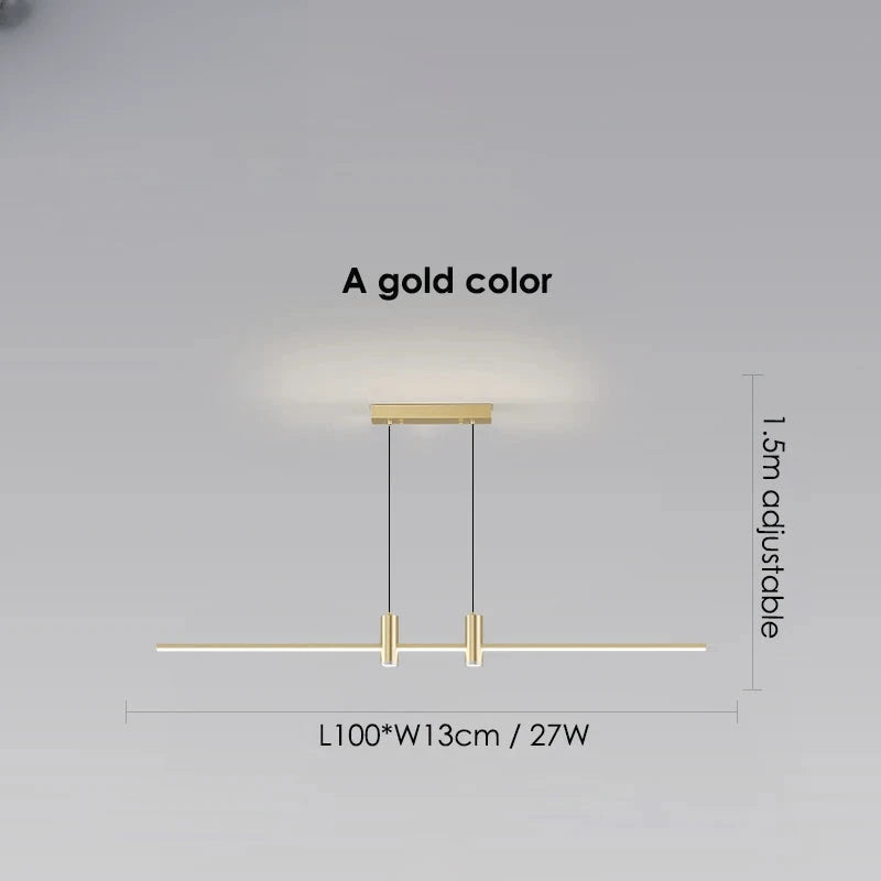 Verthara Premium Adjustable Linear Pendant Chandelier A gold 100cm