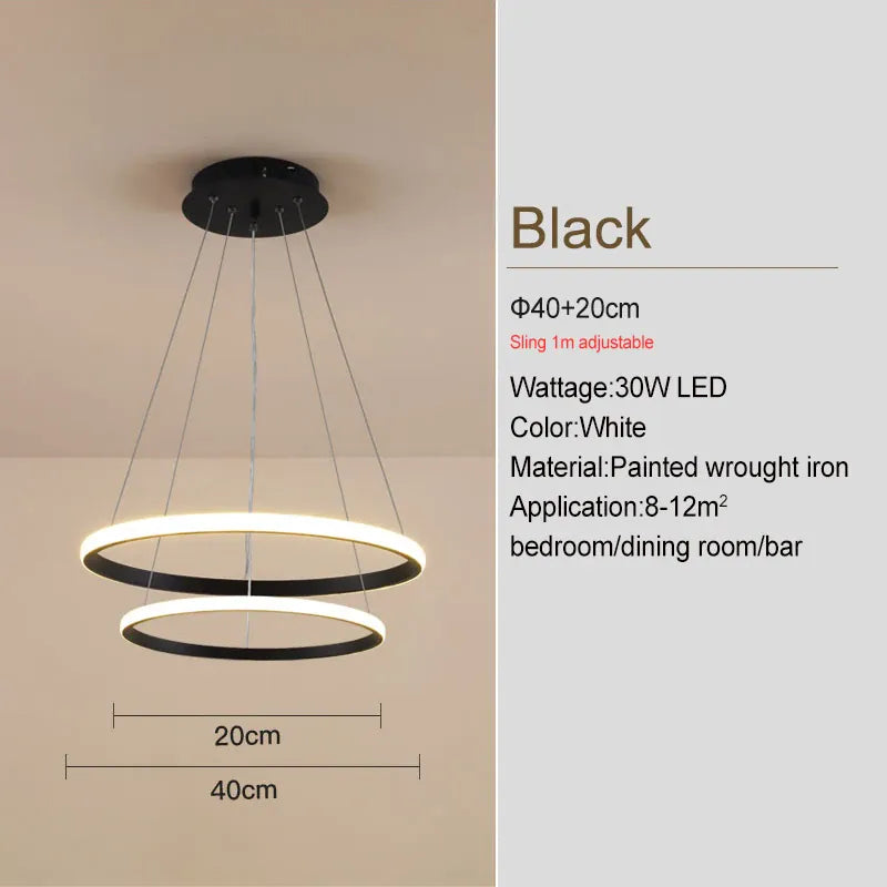 Verthara Premium Black Ring LED Pendant Light | Dimmable & Remote black 20-40cm