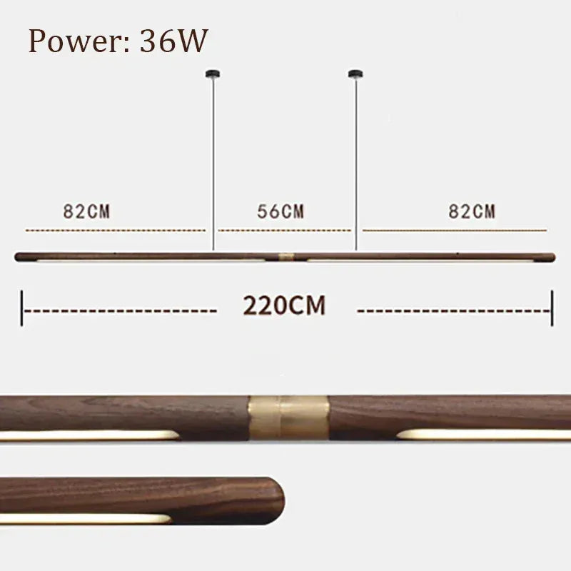 Verthara Premium Black Walnut & LED Strip Pendant Light Walnut 220cm / Cool white