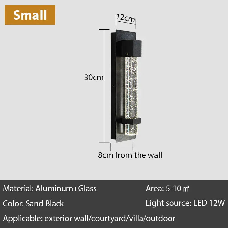 Verthara Premium Crystal Bubble Exterior Wall Sconce