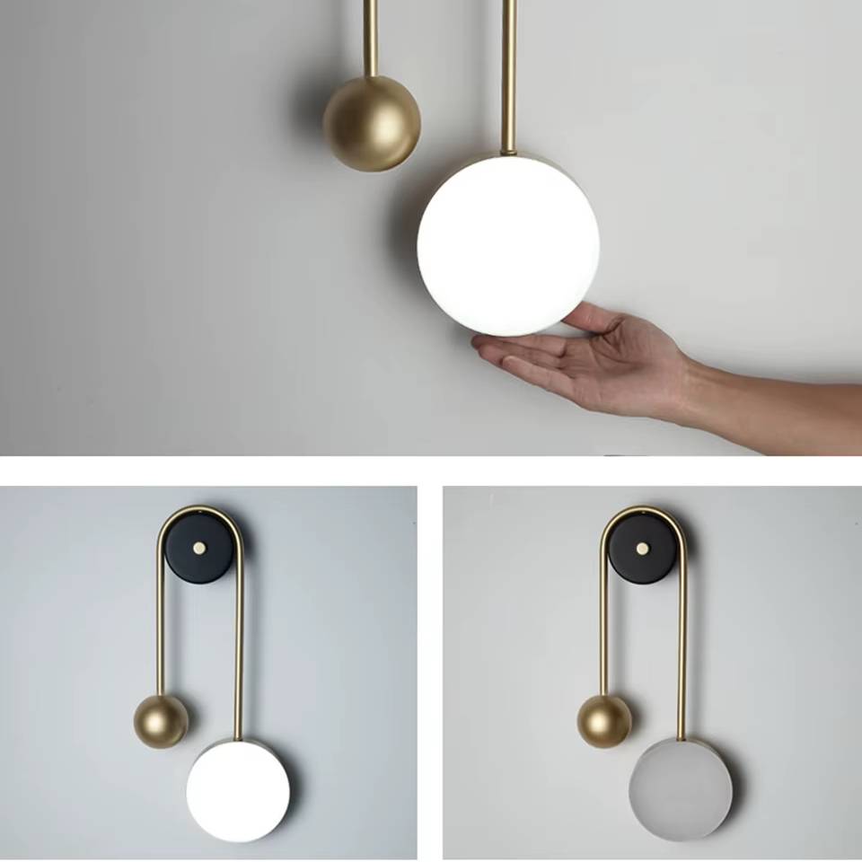 Verthara Premium LED Wall Sconce Lighting with Golden Ball Design – Adjustable Brightness Wall Lamp for Living Room, Bedroom, and Hallway