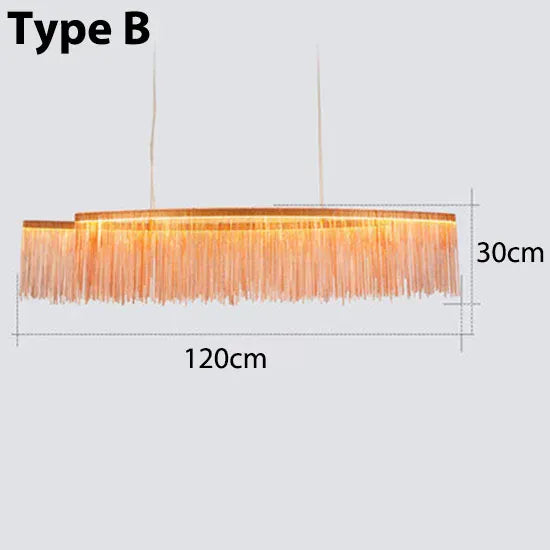 Verthara Premium Long Tassel Chain Chandelier Red L120CM