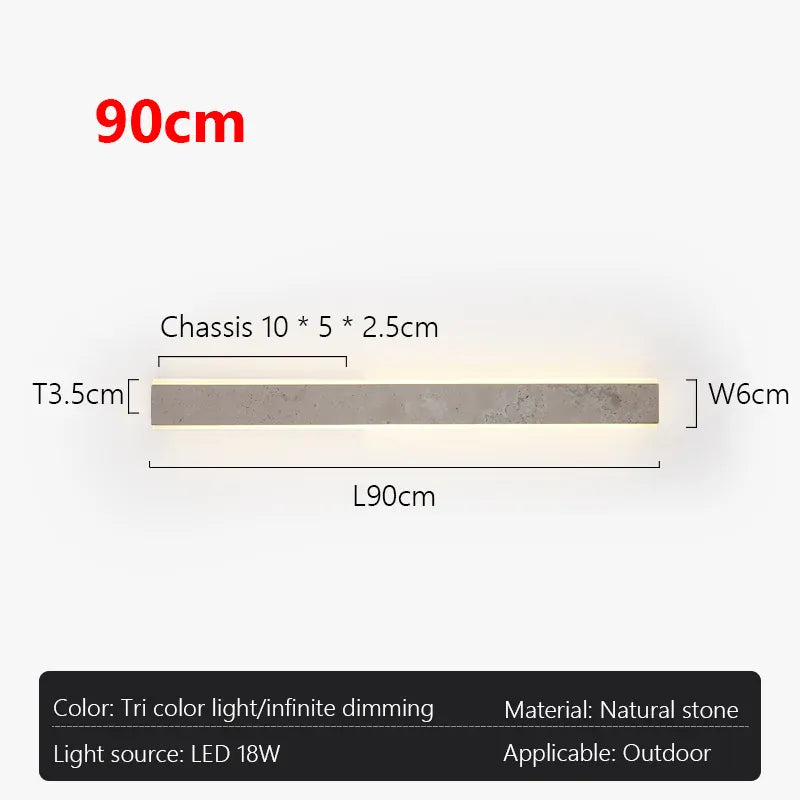 Verthara Premium Natural Stone Strip Outdoor Wall Light L90cmx6cm