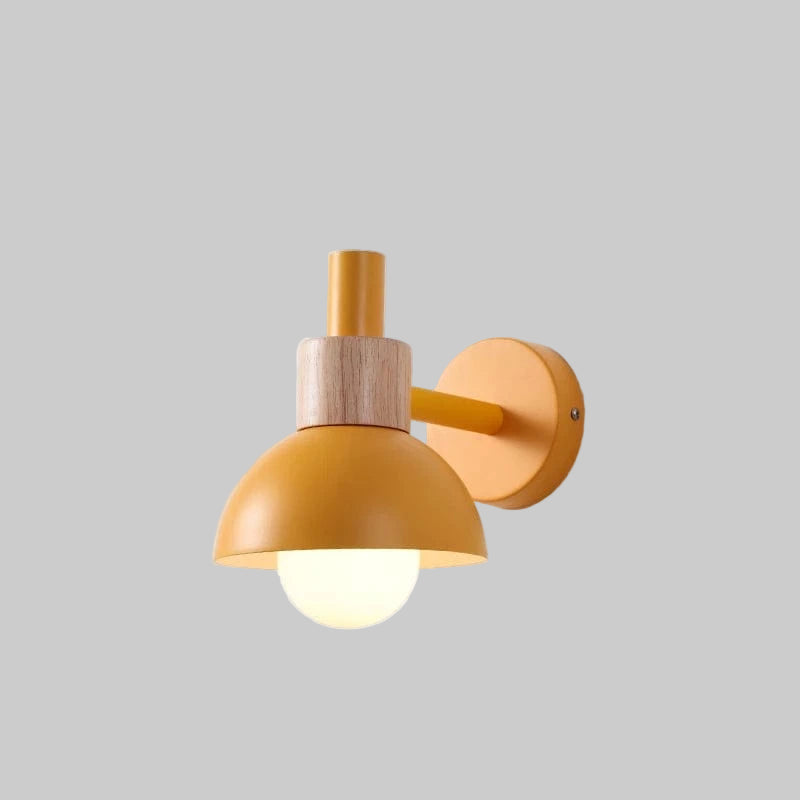 Verthara Premium Nordic Wooden Wall Sconce - Modern LED Wall Lamp in Green, Orange, and White for Home and Restaurant Decor Orange color