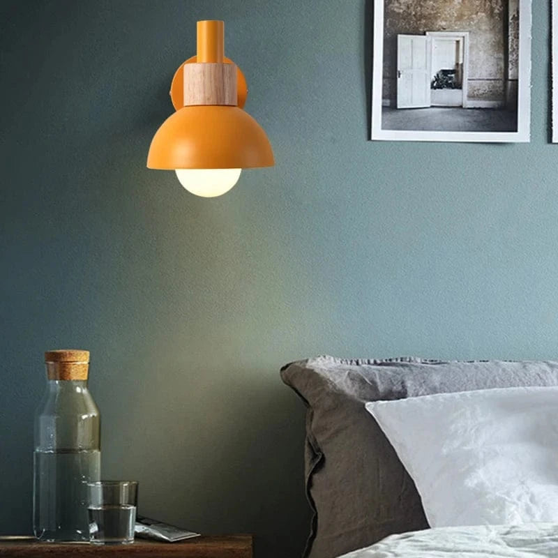 Verthara Premium Nordic Wooden Wall Sconce - Modern LED Wall Lamp in Green, Orange, and White for Home and Restaurant Decor