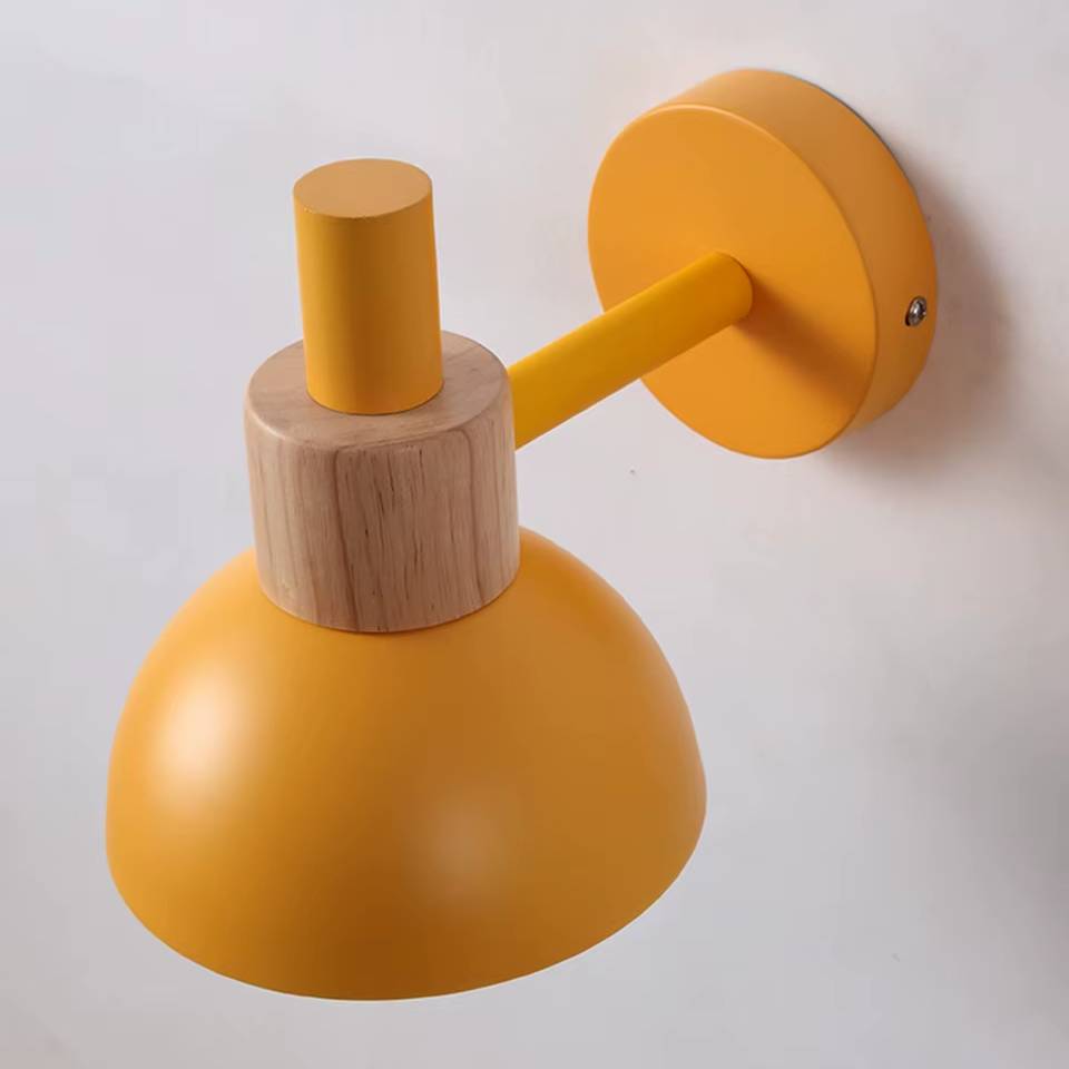 Verthara Premium Nordic Wooden Wall Sconce - Modern LED Wall Lamp in Green, Orange, and White for Home and Restaurant Decor