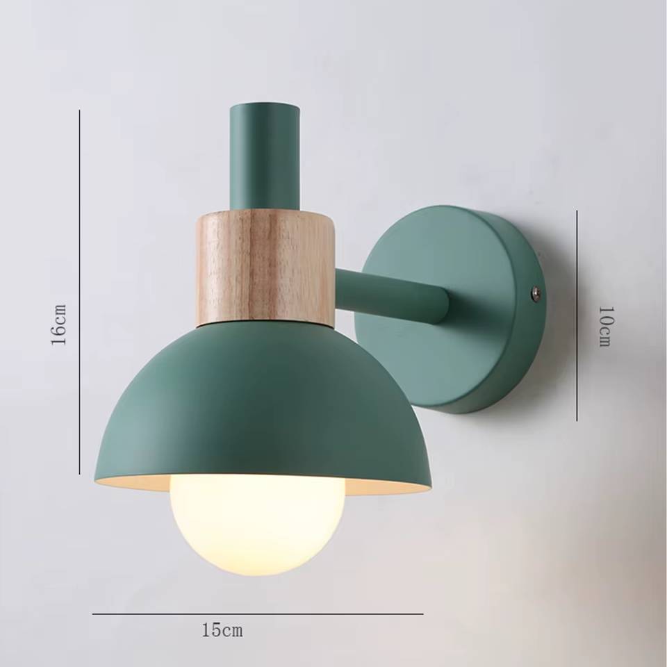 Verthara Premium Nordic Wooden Wall Sconce - Modern LED Wall Lamp in Green, Orange, and White for Home and Restaurant Decor