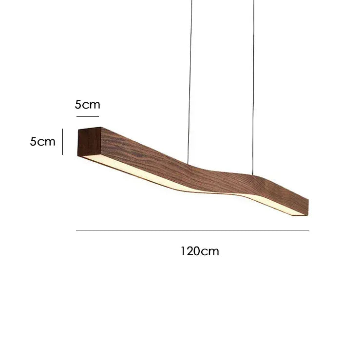 Verthara Premium Retro Linear Pendant Light with Walnut Wood Grain – Stylish Kitchen Pendant Lighting for Dining Room and Restaurant 120cm / Cold White