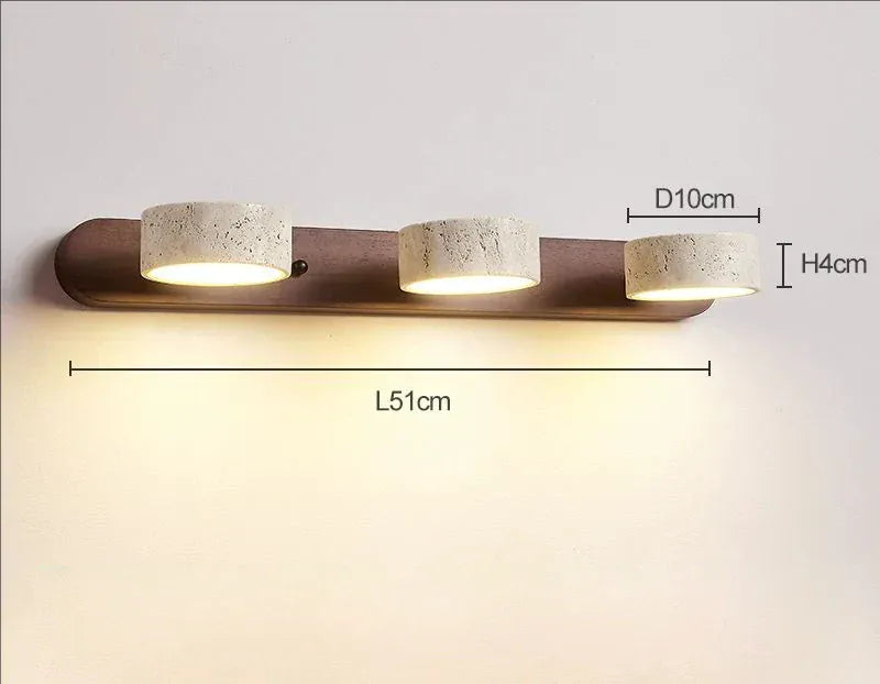 Verthara Premium Rotatable LED Bathroom Mirror Light with Natural Stone Design – Anti-Corrosion Wall Lamp for Elegant Grooming Warm White (2700-3500K) / 3 heads-walnut color