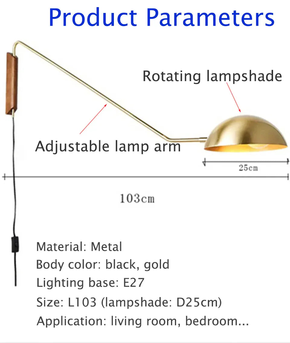 Verthara Premium Rotatable Long Arm Reading Wall Lamp