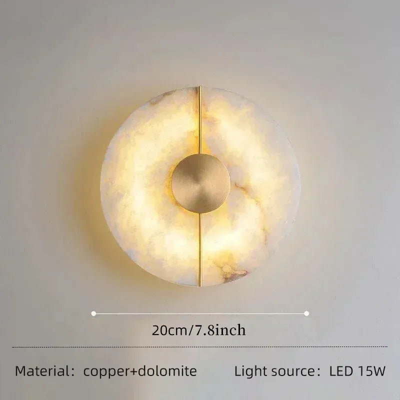Verthara Premium Round Marble LED Wall Sconce D20cm gold