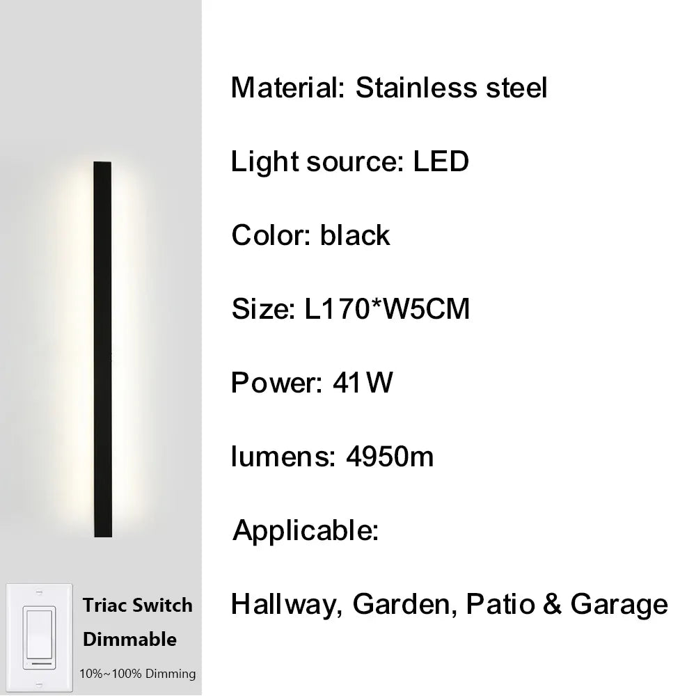 Verthara Premium Smart Outdoor Wall Light with Triac Dimming, IP67 Waterproof Stainless Steel Lantern for Garden and Porch 170cm-41W-IP67 / Neutral dimming
