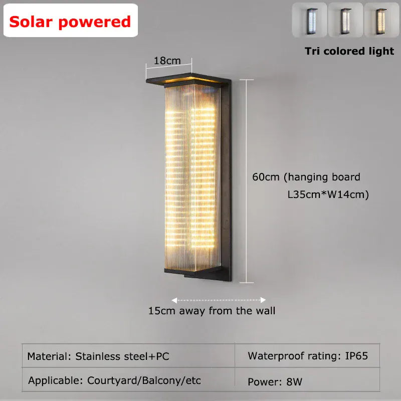 Verthara Premium Solar Dusk-to-Dawn Porch Wall Lantern H60cm