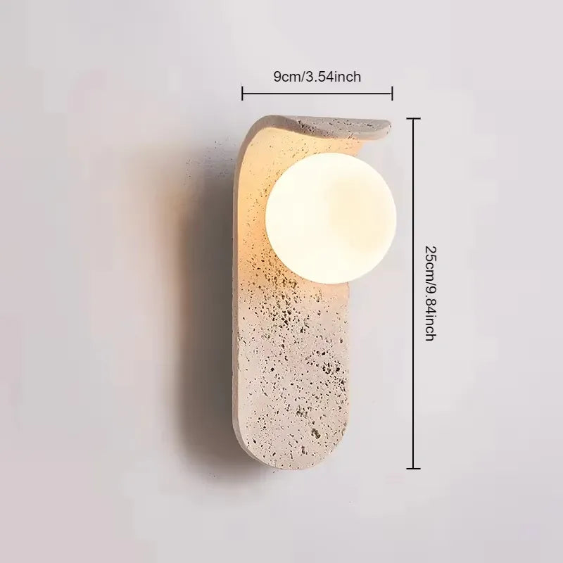 Verthara Premium Travertine Stone & White Glass Wall Light B-1-Head