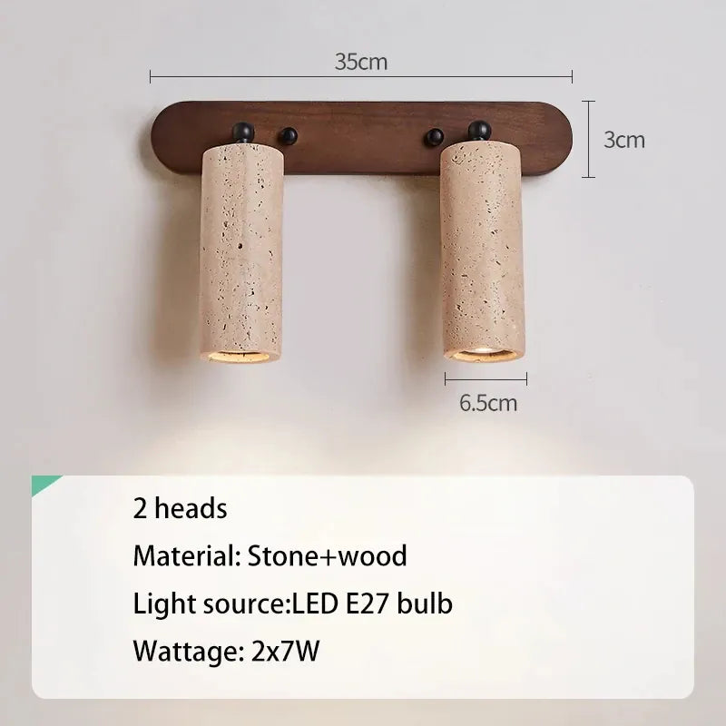 Verthara Premium Wabi-Sabi Stone Rotatable Vanity Wall Light 2 heads / Warm White (2700-3500K)
