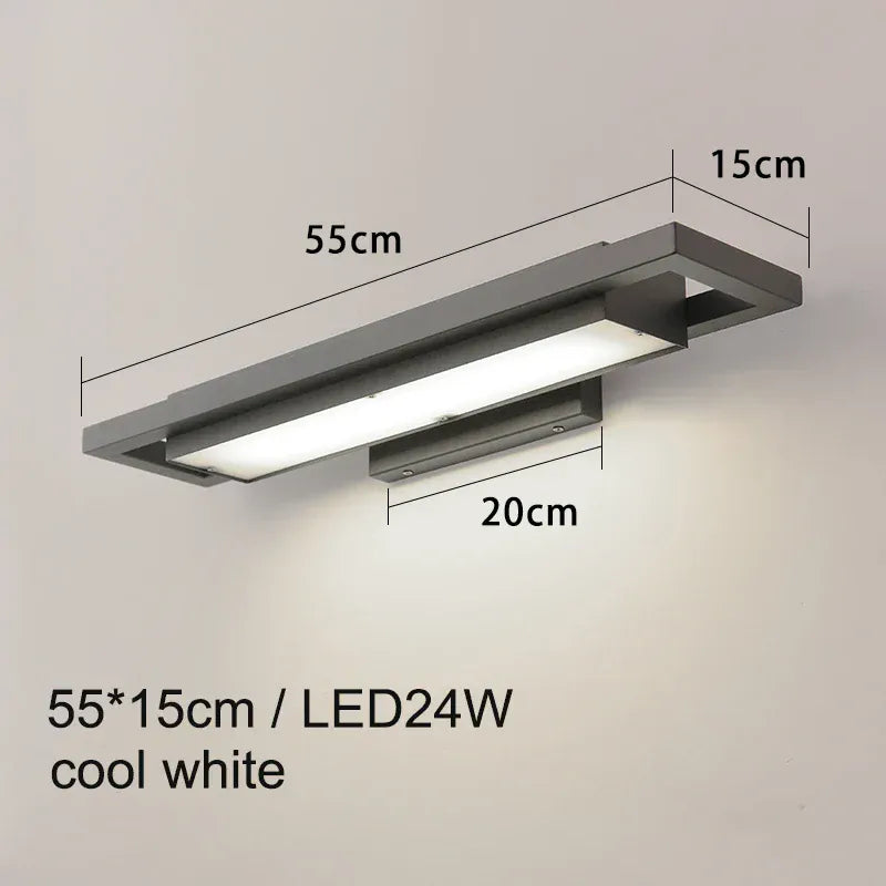 Verthara Premium Waterproof LED Outdoor Wall Light - Modern Design - Black Aluminium - IP65 Rated - Ideal for Garden and Entryway - Energy Efficient 55x15 cool white / No sensor