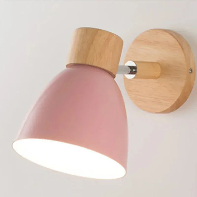 Verthara Premium Wooden Macaroon Rotatable Wall Sconce Pink no Switch