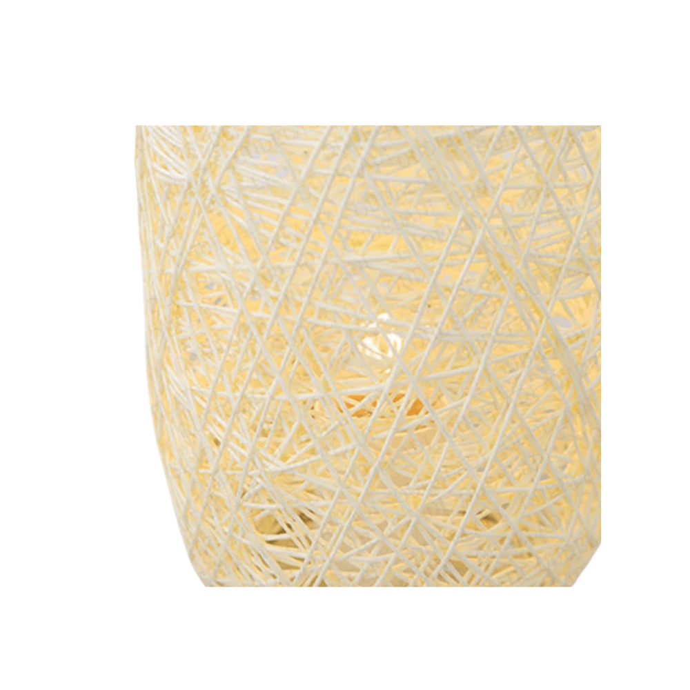 Verthara Rattan Twine Ball Table Lamp with Wooden Base – Warm White Bedside or Desk Lamp for Living Room and Bedroom