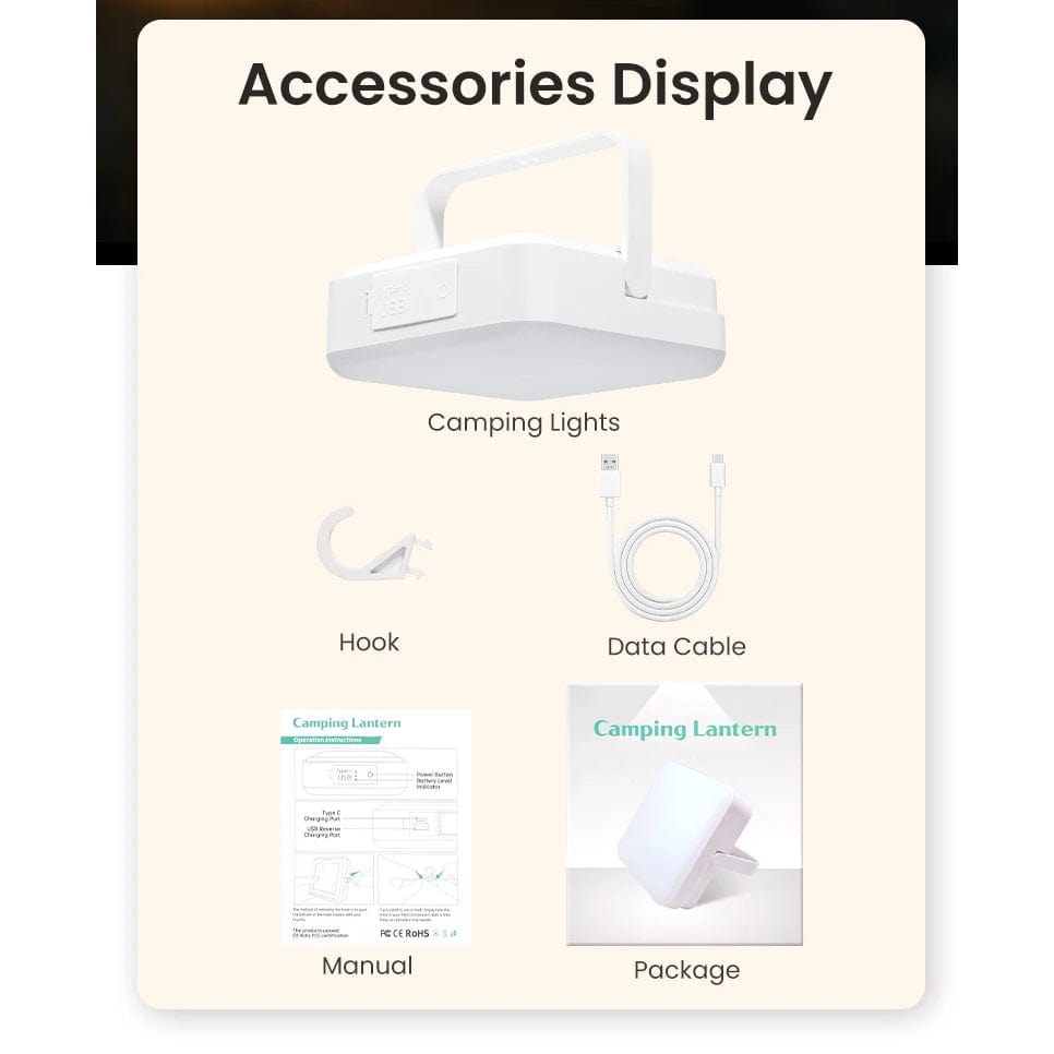 Verthara Rechargeable LED Camping Lantern with Power Bank – Dimmable Camping Lights for Outdoor Adventures