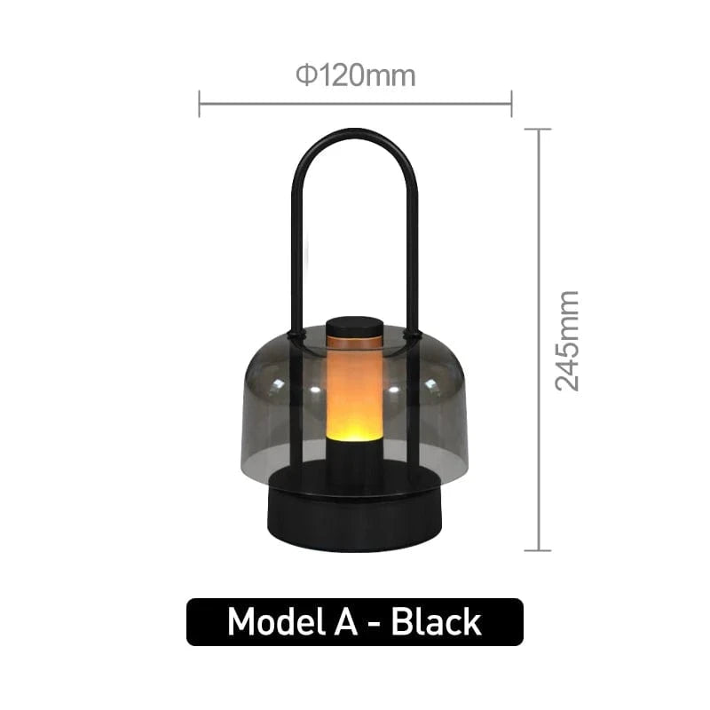 Verthara Rechargeable LED Desk Lamp - Cordless - Modern Retro Design - Portable - Touch Activation - Ideal For Indoor Use A-Black