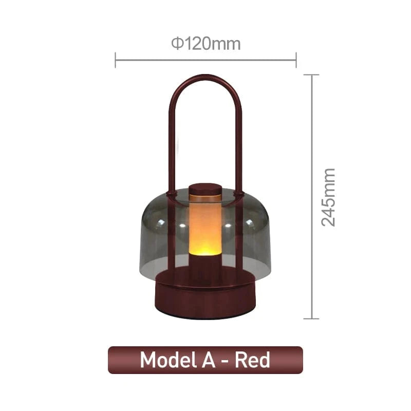 Verthara Rechargeable LED Desk Lamp - Cordless - Modern Retro Design - Portable - Touch Activation - Ideal For Indoor Use A-Red