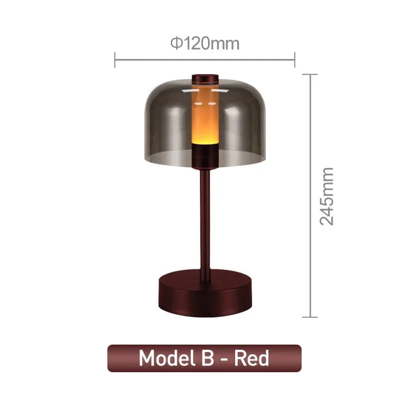 Verthara Rechargeable LED Desk Lamp - Cordless - Modern Retro Design - Portable - Touch Activation - Ideal For Indoor Use B-Red