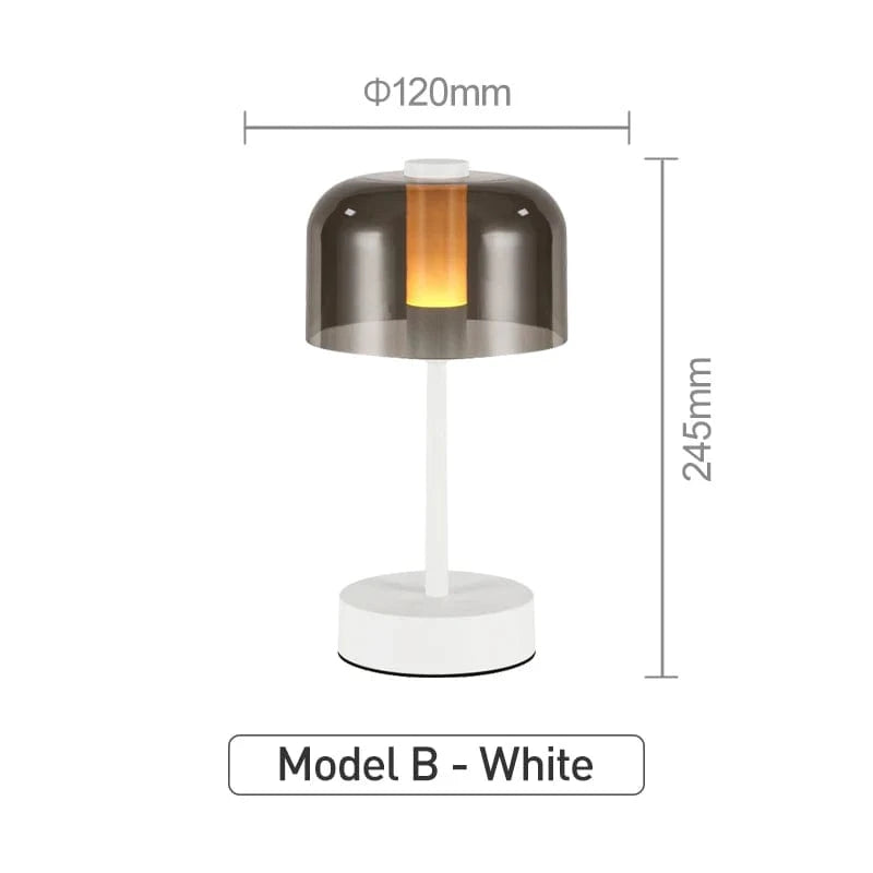 Verthara Rechargeable LED Desk Lamp - Cordless - Modern Retro Design - Portable - Touch Activation - Ideal For Indoor Use B-White