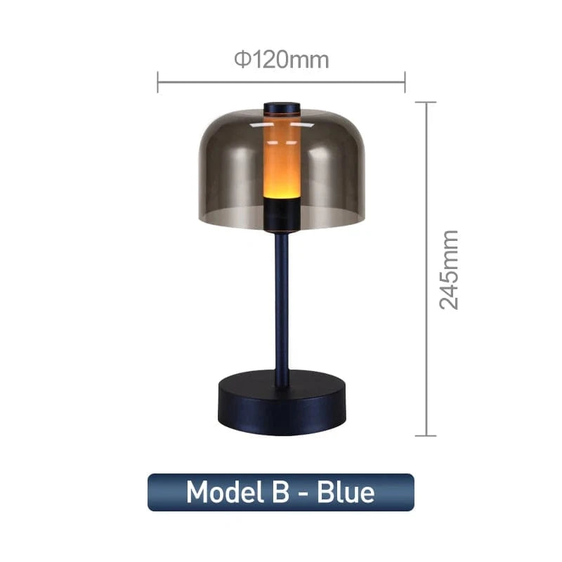 Verthara Rechargeable LED Desk Lamp - Cordless - Modern Retro Design - Portable - Touch Activation - Ideal For Indoor Use B-Blue