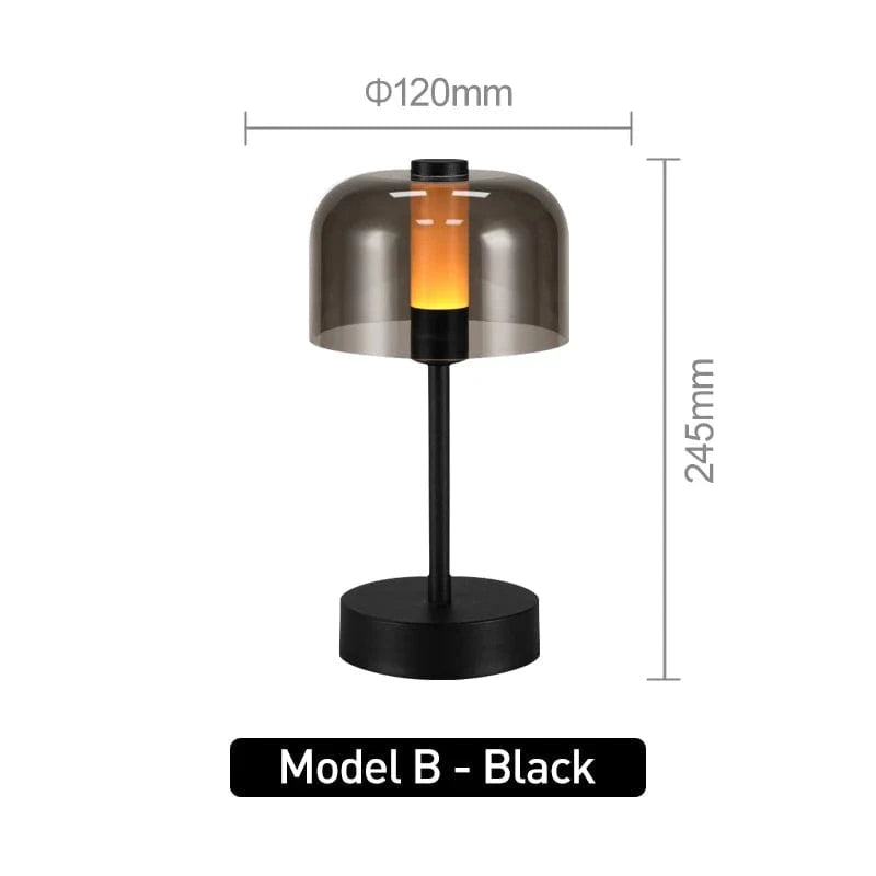Verthara Rechargeable LED Desk Lamp - Cordless - Modern Retro Design - Portable - Touch Activation - Ideal For Indoor Use B-Black