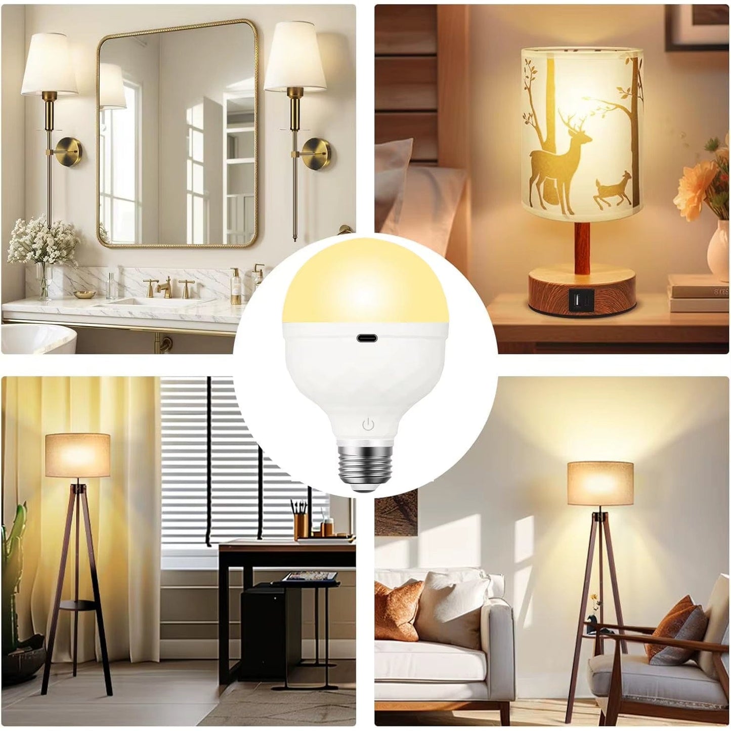 Verthara Rechargeable LED Light Bulb With Remote Control – Dimmable - Multi-Colour - Timer Function - 270° Beam Angle - Portable Design