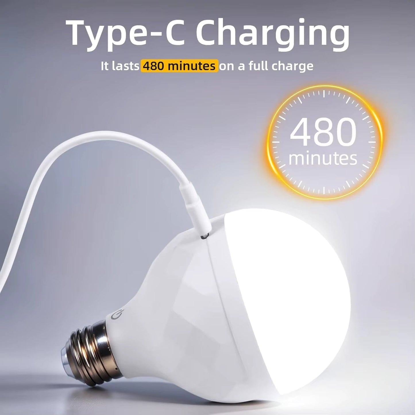 Verthara Rechargeable LED Light Bulb With Remote Control – Dimmable - Multi-Colour - Timer Function - 270° Beam Angle - Portable Design