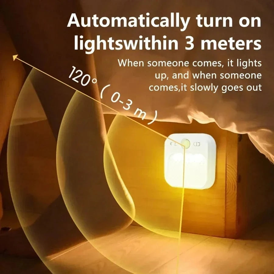 Verthara Rechargeable LED Motion Sensor Night Light With Magnetic Mount – Dimmable - Indoor Use - Ideal For Bedroom, Stairs, Cabinet - Warm Tones