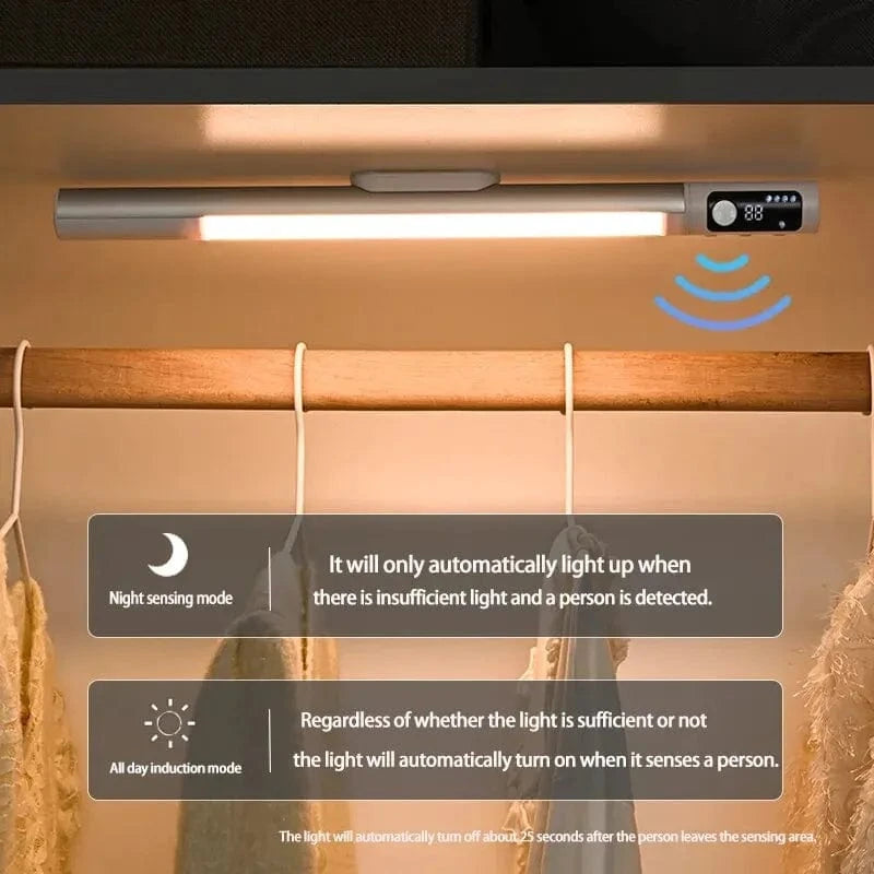 Verthara Rechargeable LED Night Light with Motion Sensor and Digital Display – Indoor Use for Kitchen and Cabinets